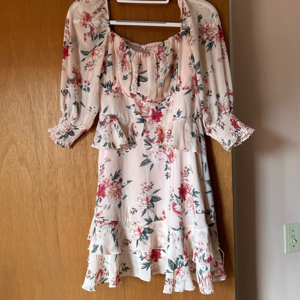 Floral Ruffle Shirt with Puff Sleeves
